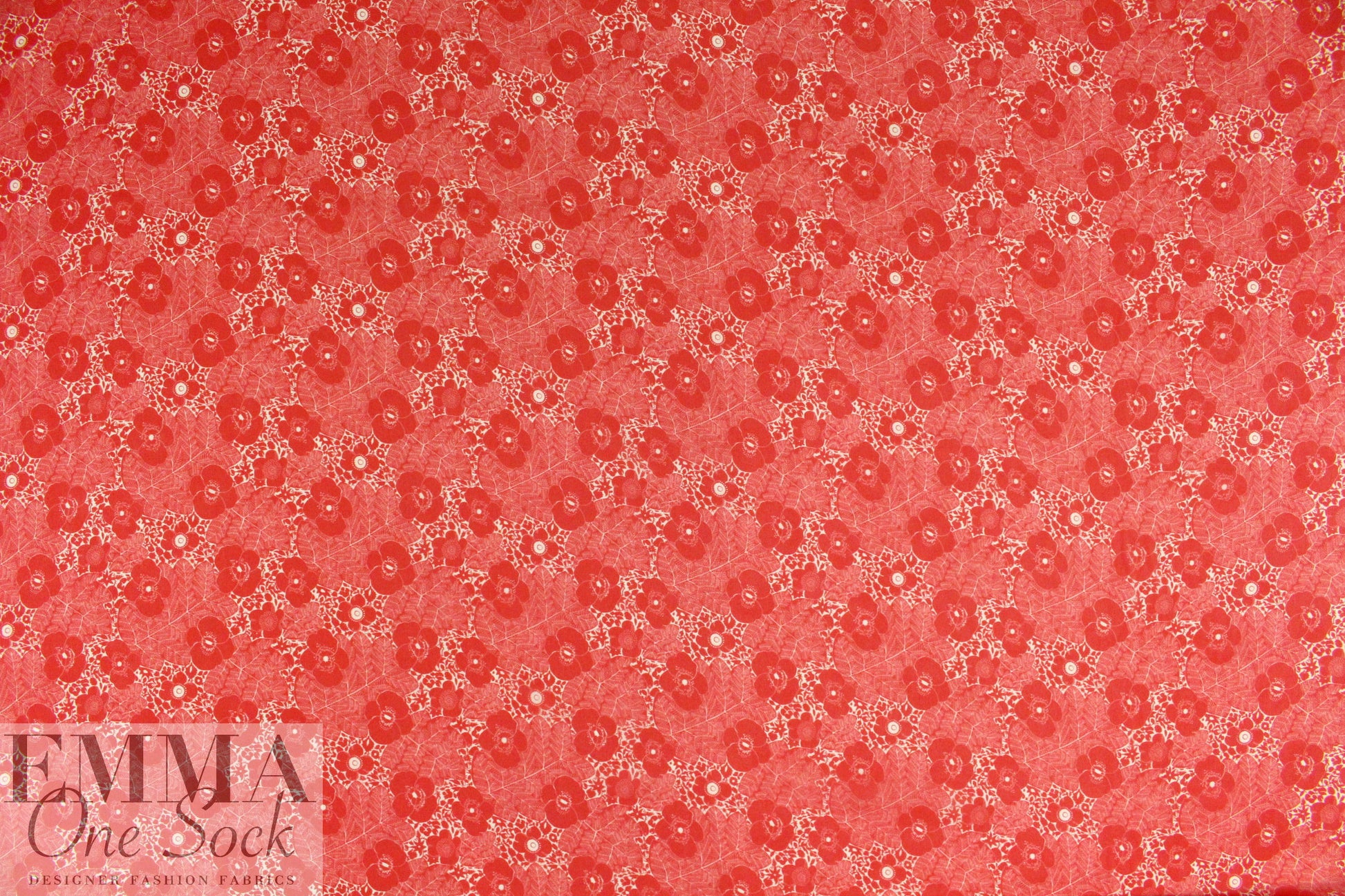 Italian intricate red floral silk chiffon 2 yd