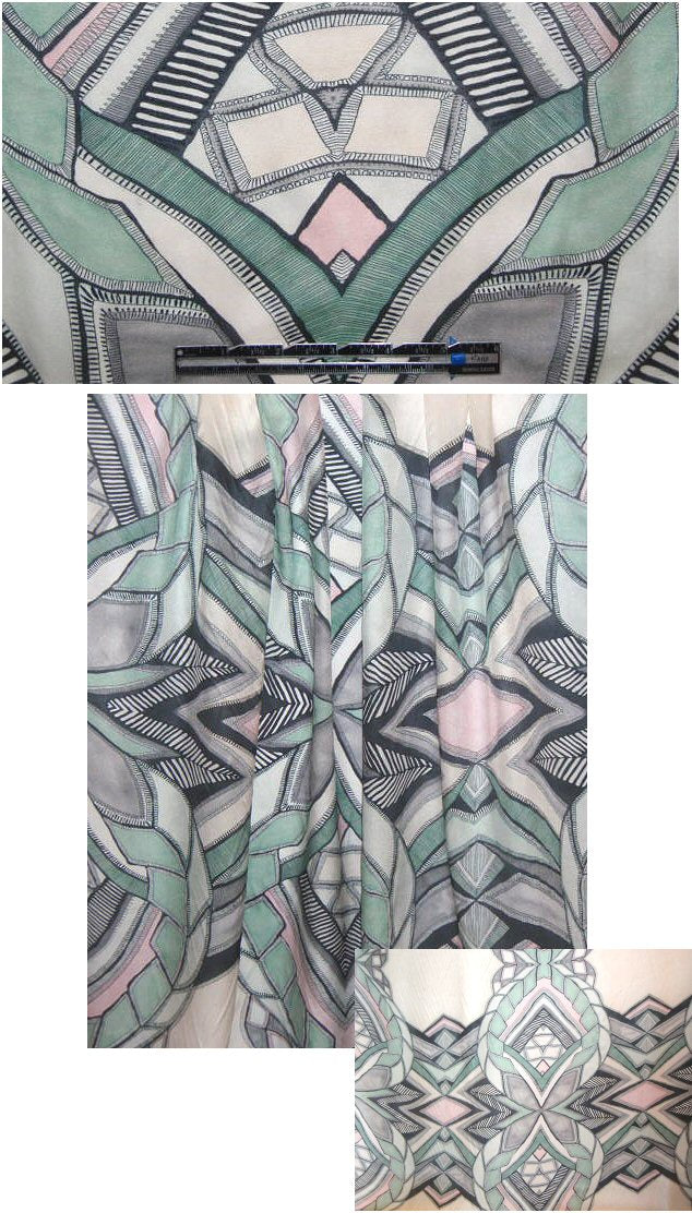 Italian engineered art deco silk satin chiffon .75 yds