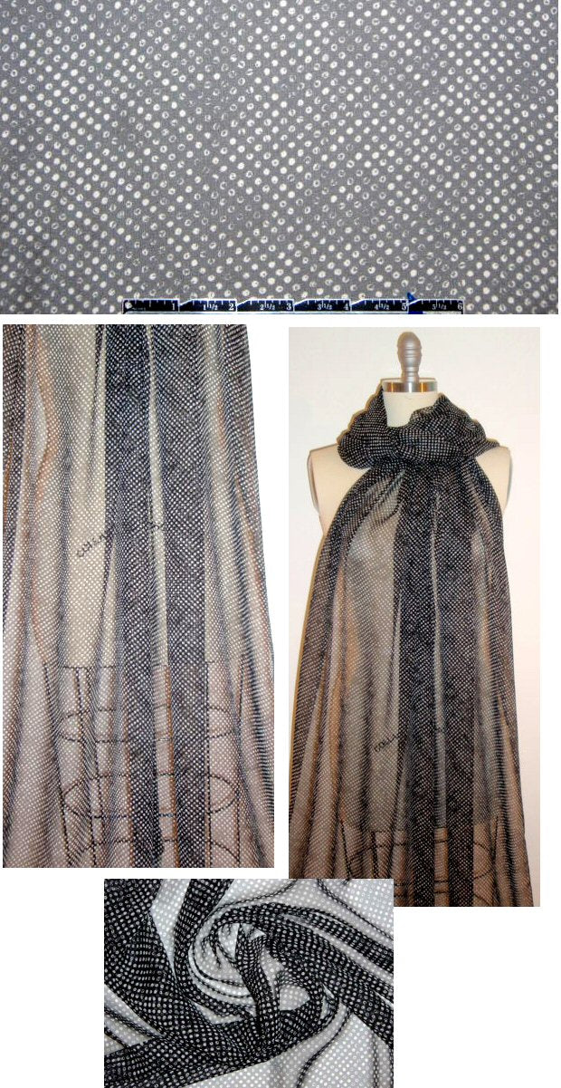 Lynn Dev0n black/white dotty graphic silk chiffon 1.5 yd