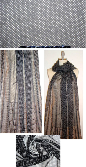 Lynn Dev0n black/white dotty graphic silk chiffon 1.5 yd