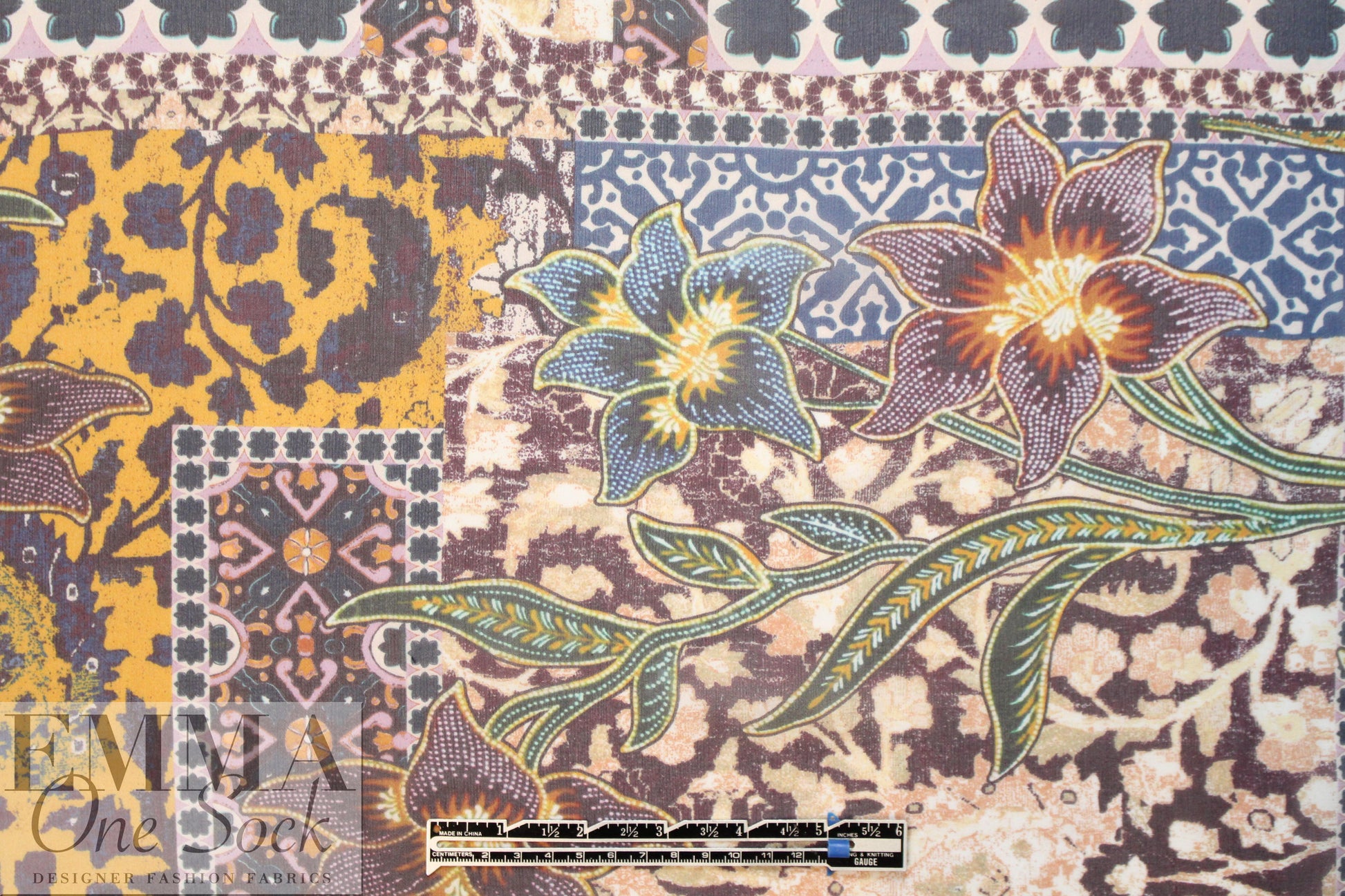 Italian decorative floral montage print silk chiffon