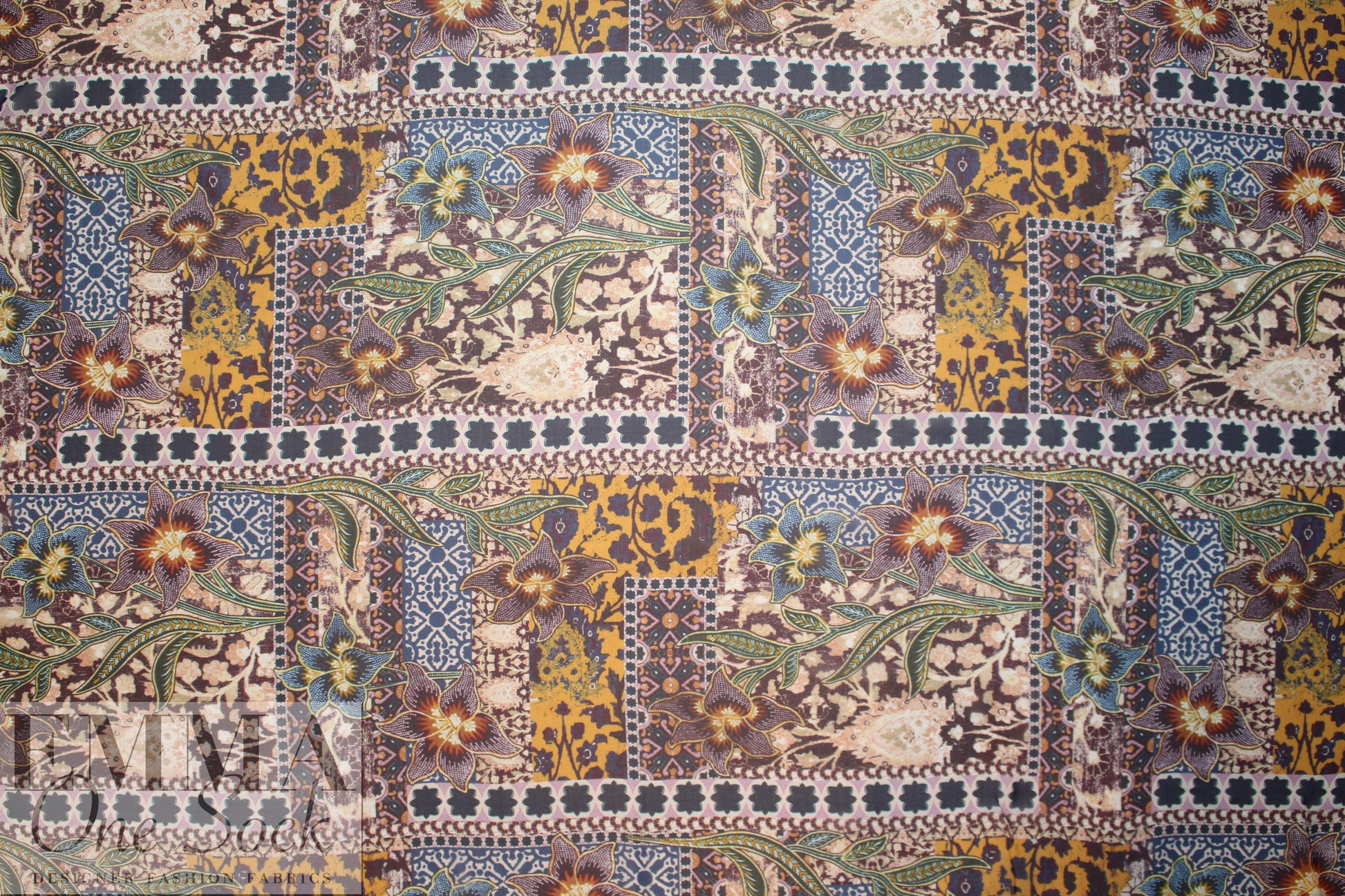 Italian decorative floral montage print silk chiffon