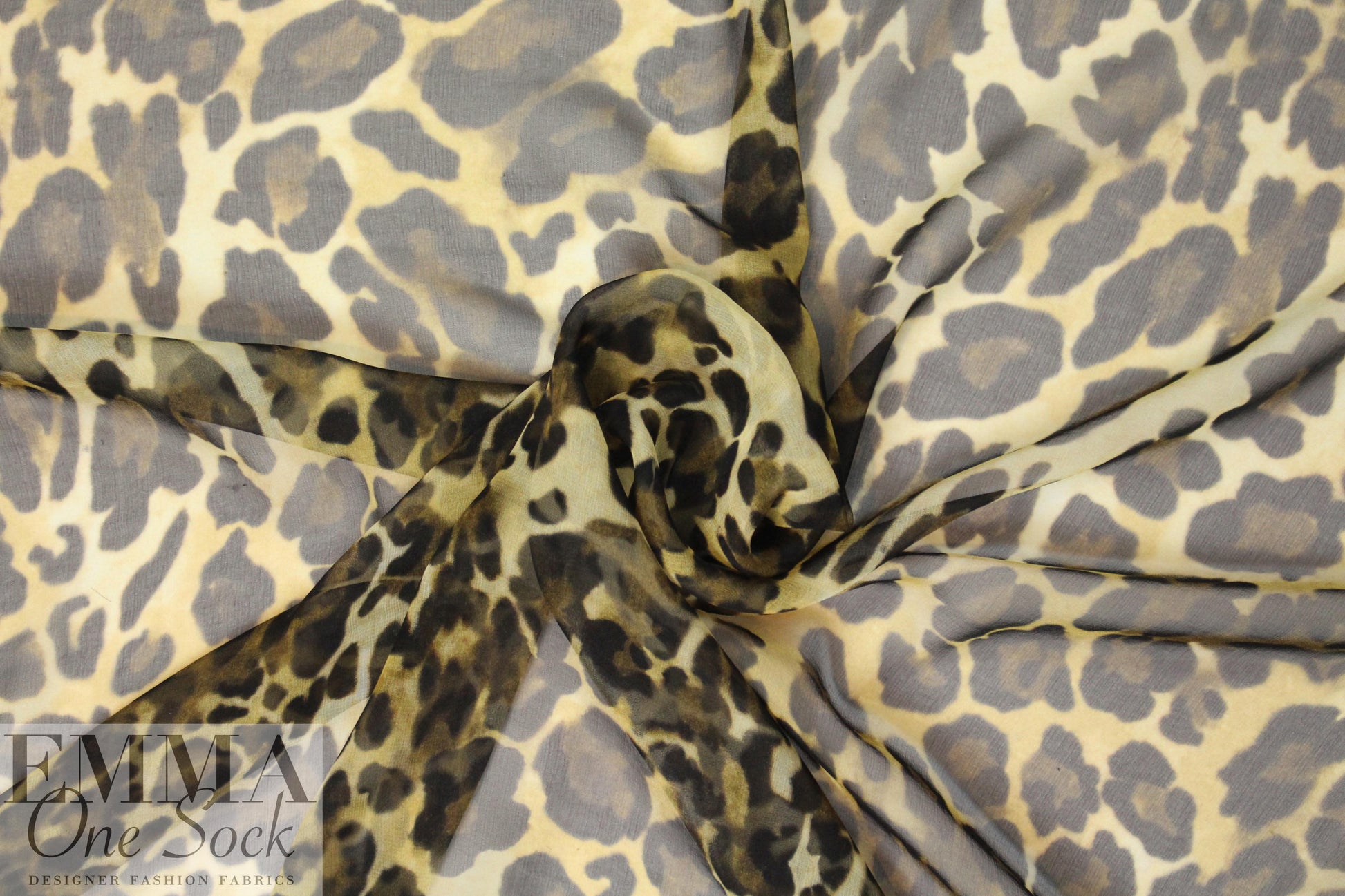 NY designer leopard print silk chiffon