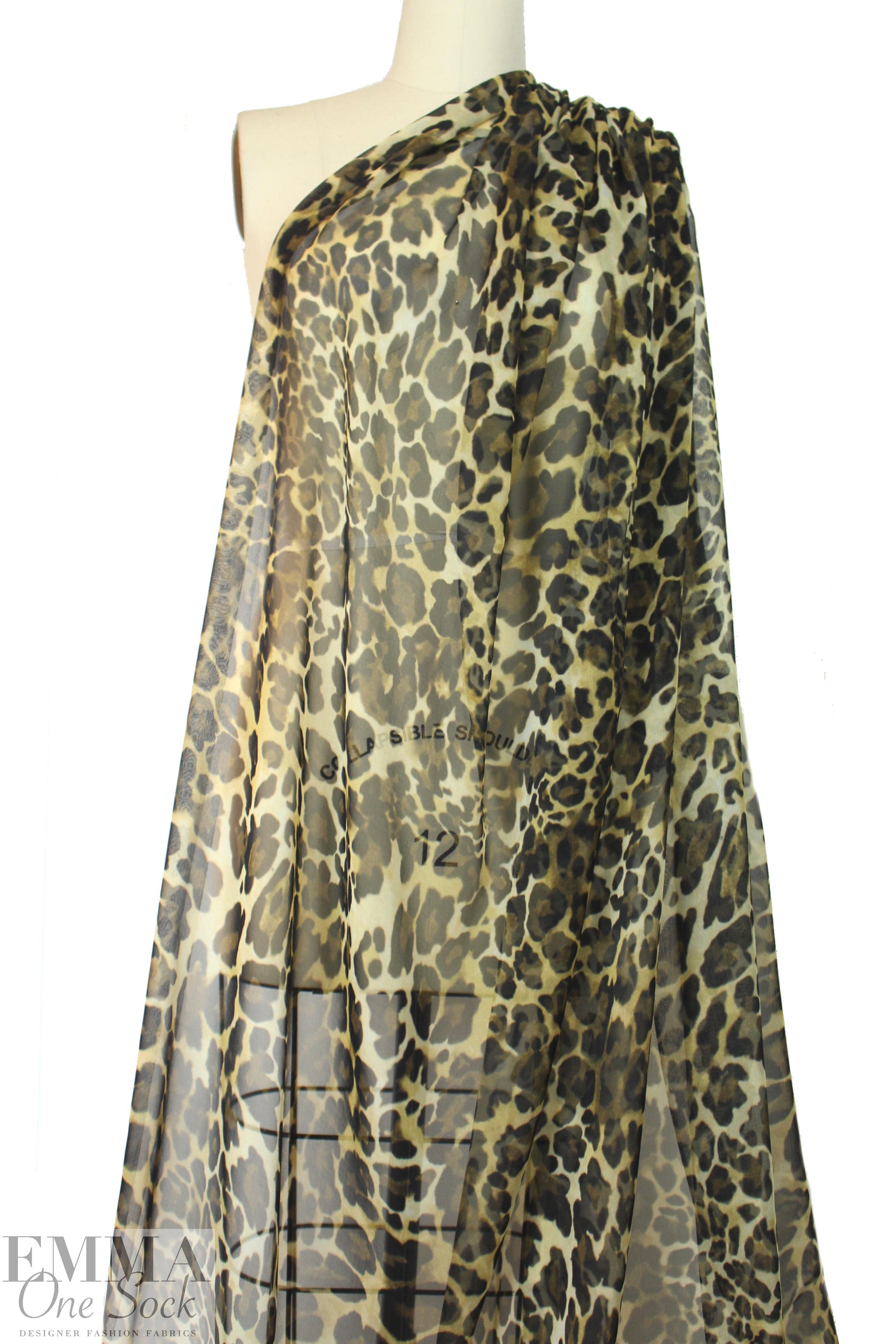 NY designer leopard print silk chiffon