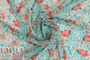 NY designer minty floral print polysilk chiffon