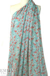 NY designer minty floral print polysilk chiffon
