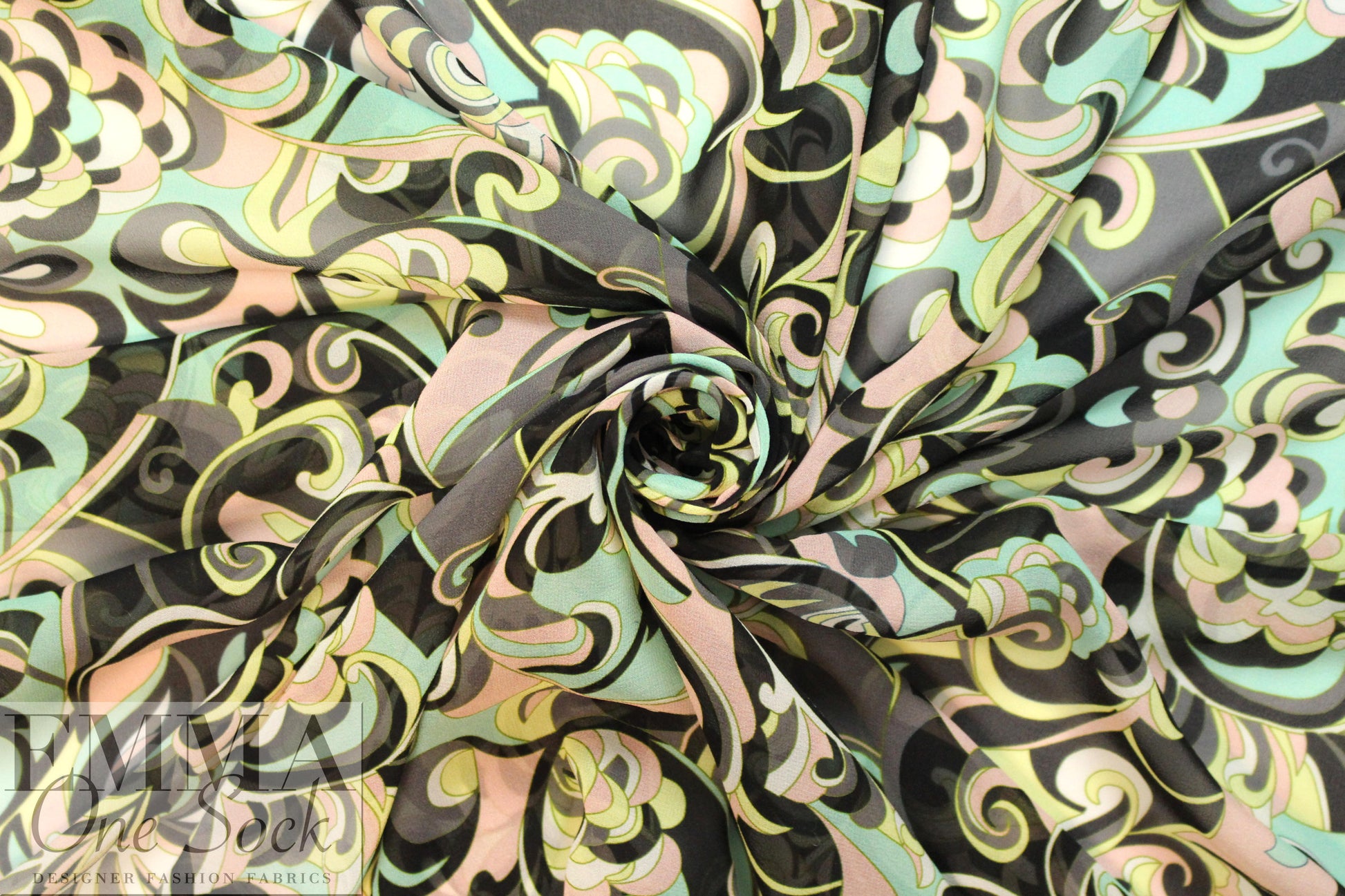 NY designer Pucci-esque print silk chiffon