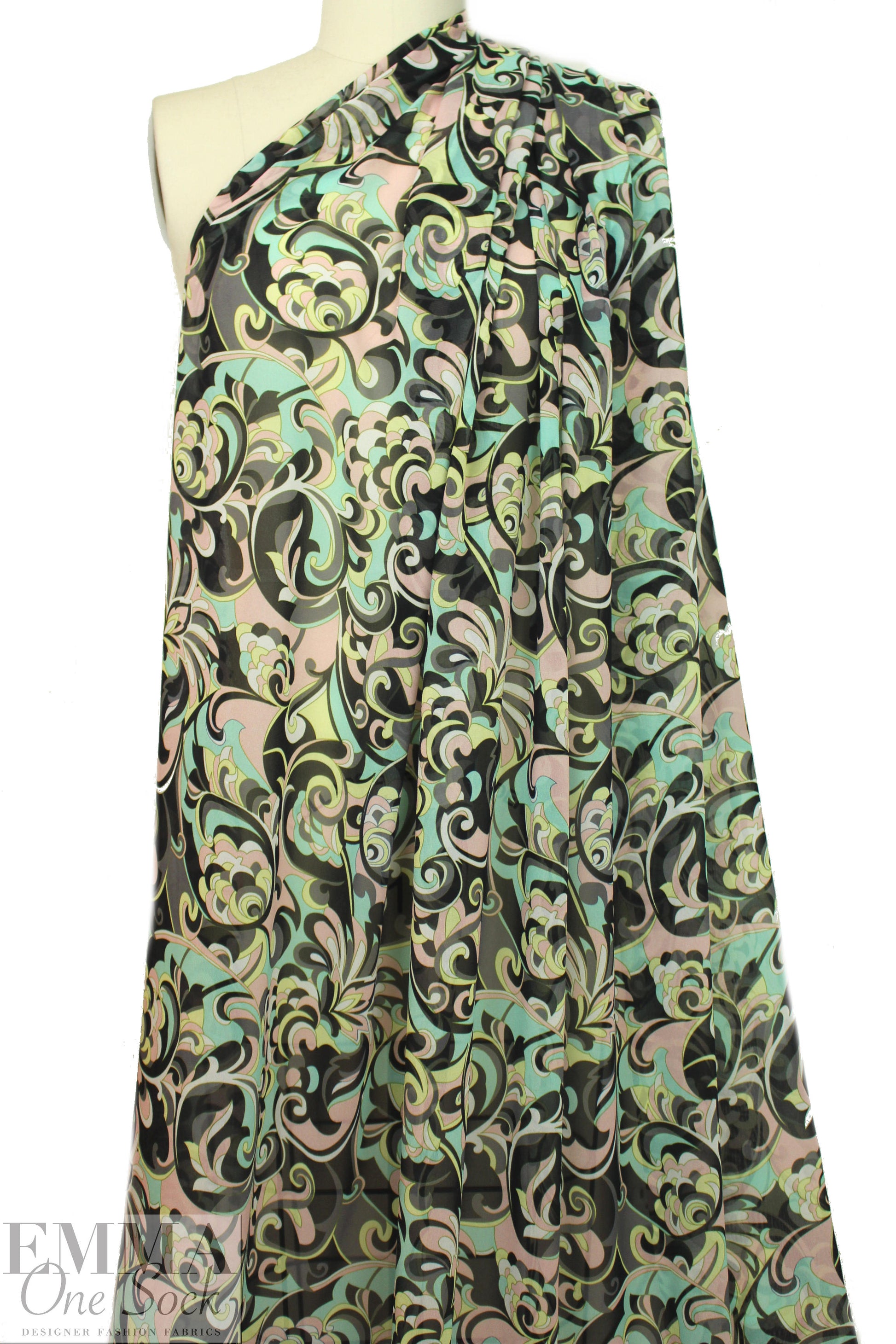 NY designer Pucci-esque print silk chiffon