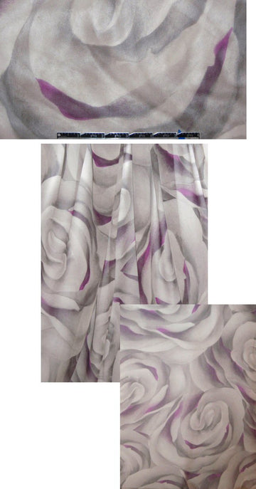 Sun0 gray/fuschia abstract flowers silk chiffon