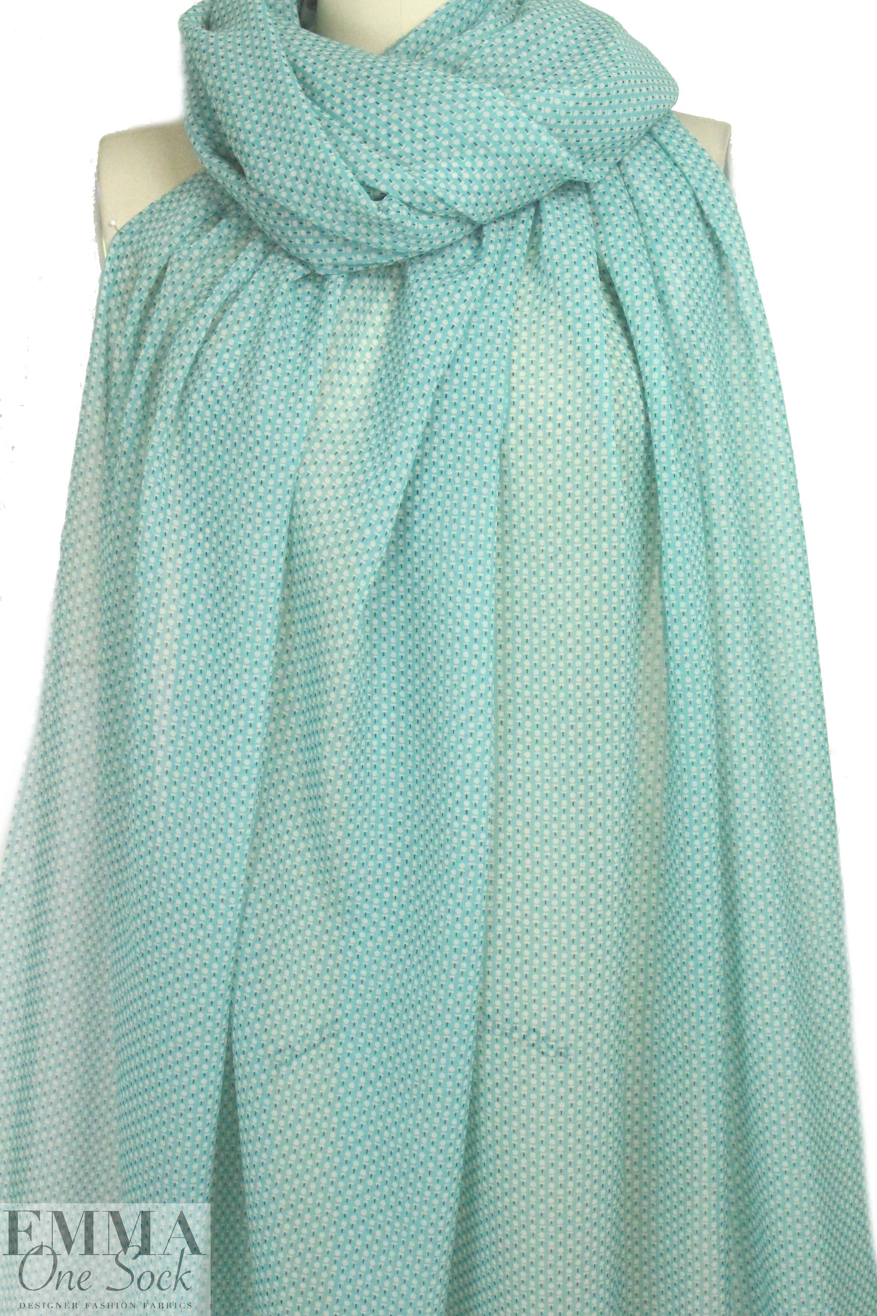 The0ry Italian aqua teeny dot silk chiffon .75 yds