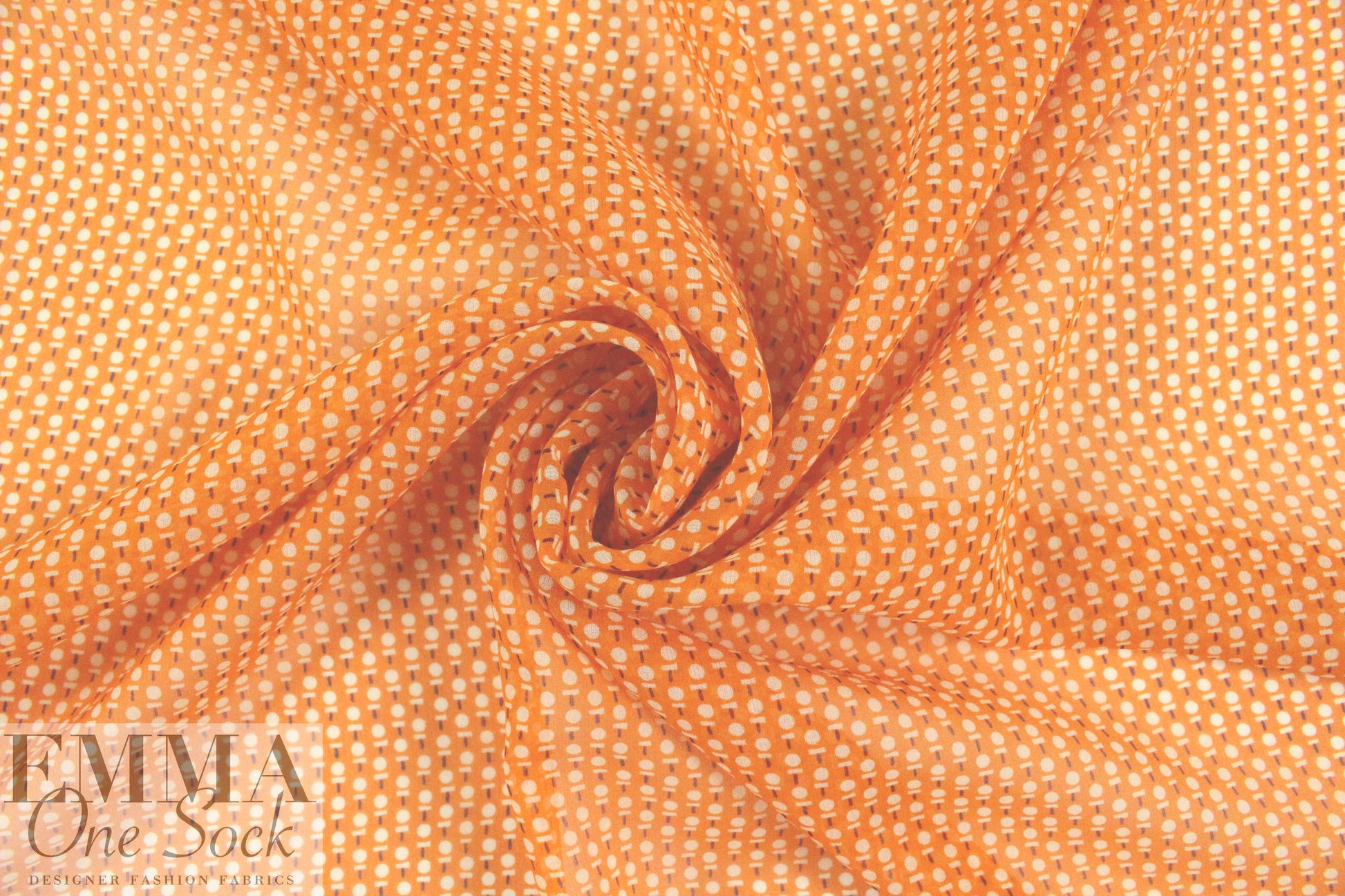 The0ry Italian tangerine teeny dot silk chiffon 1.66 yd