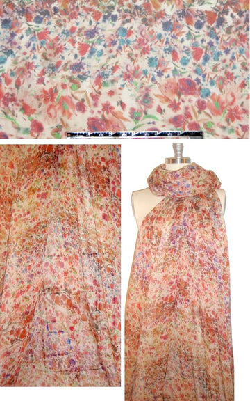 The0ry Italian sweet floral crinkle silk chiffon 1.33 yd