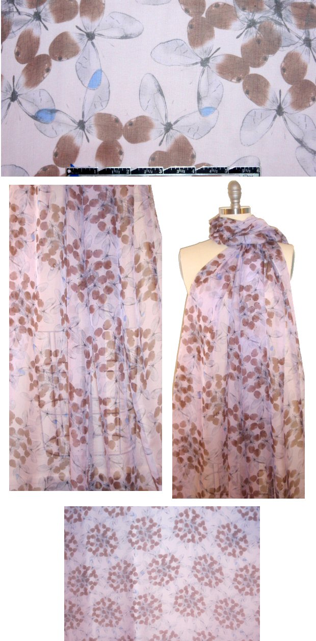 Italian flowery butterfly clusters silk chiffon