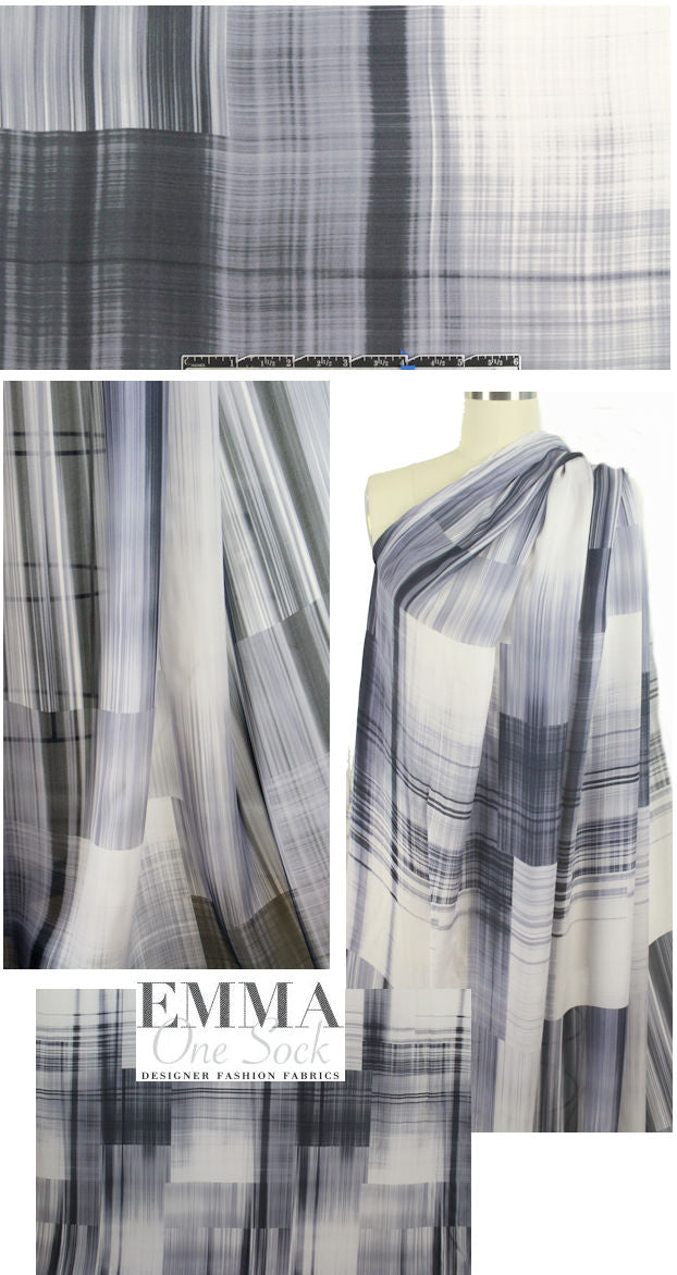 NY designer newsprint techno silk chiffon