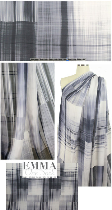 NY designer newsprint techno silk chiffon 2.625 yd