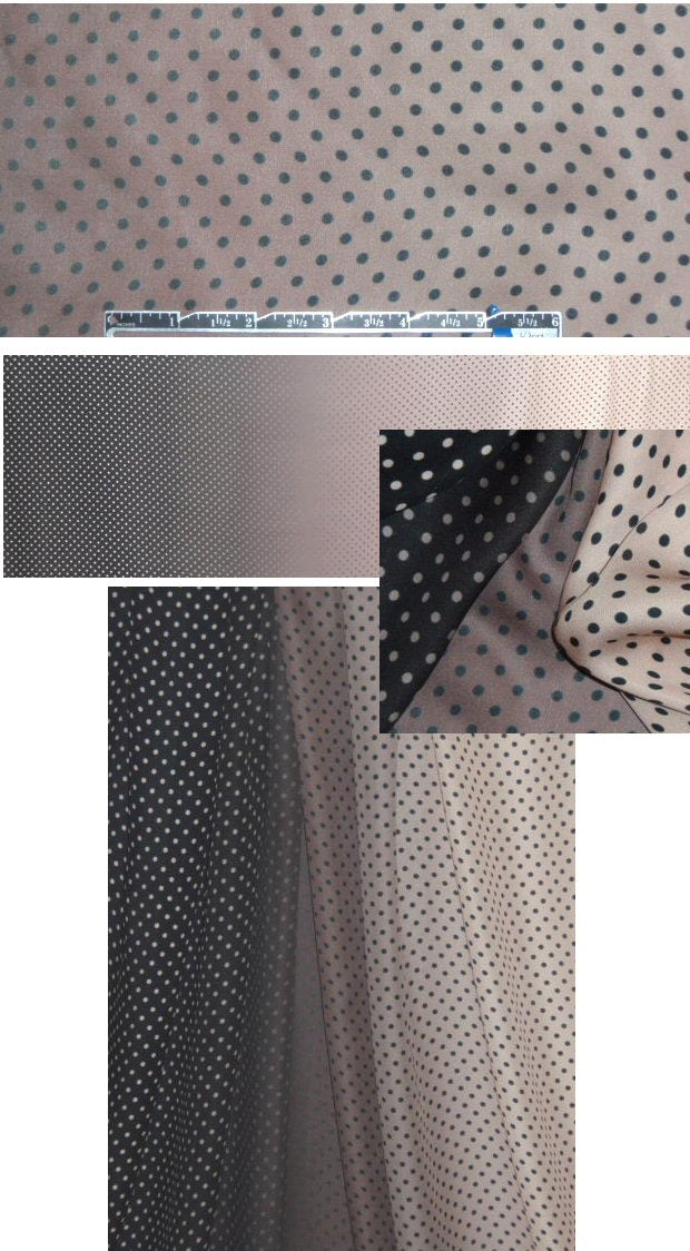 Italian black to beige dotty ombre silk chiffon