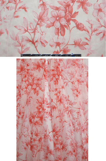 NY designer red/white  floral print silk chiffon