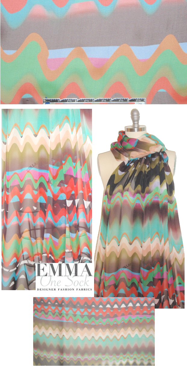 NY designer silk chiffon - mod waves 1.5 yd