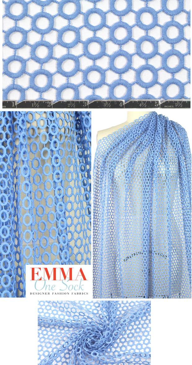 Italian circle guipure lace - french blue