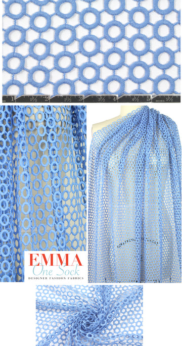 Italian circle guipure lace - french blue 1.375 yds