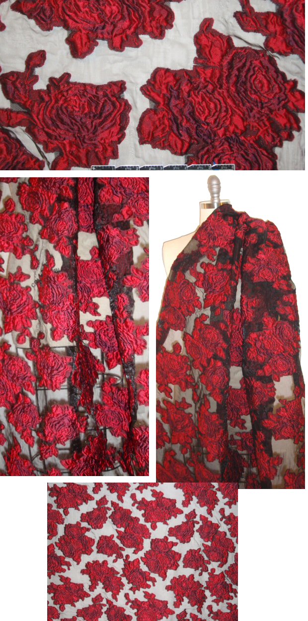 A1ice & 0livia textured cloque' rose brocade - deep red