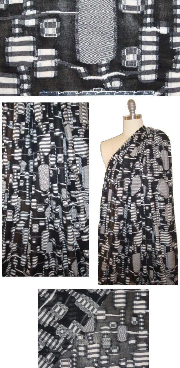 yarn dye clipped jacquard knit - patterned shapes
