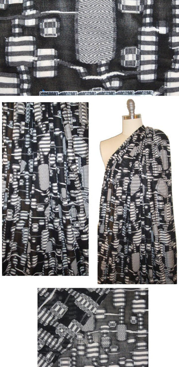 yarn dye clipped jacquard knit - patterned shapes 1.625 yd