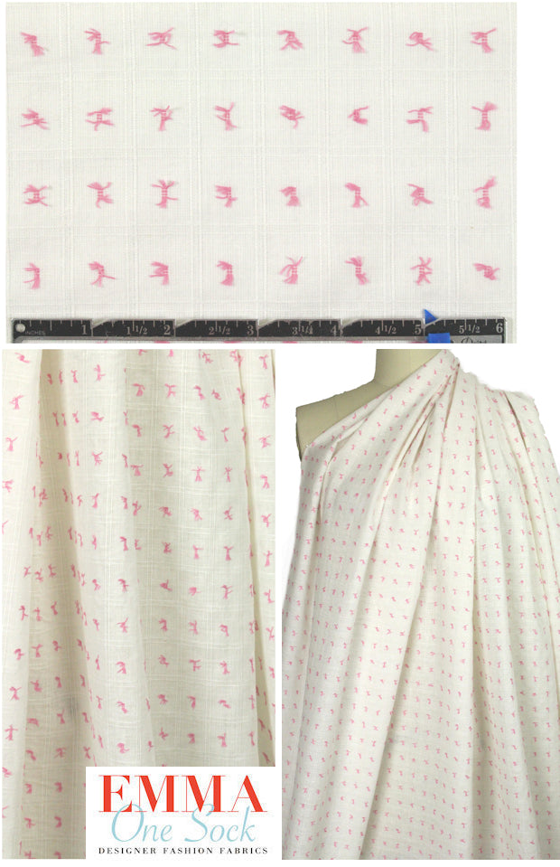 CA designer pink on ivory clip dot cotton woven
