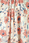 NY designer peach/blue floral printed clipped jacquard 1.375 yd