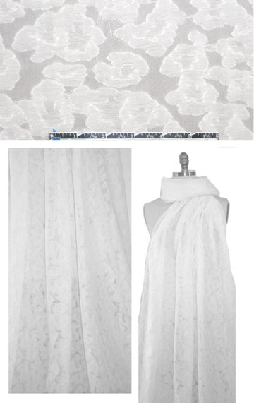 NY  designer creamy white clipped motif silk sheer