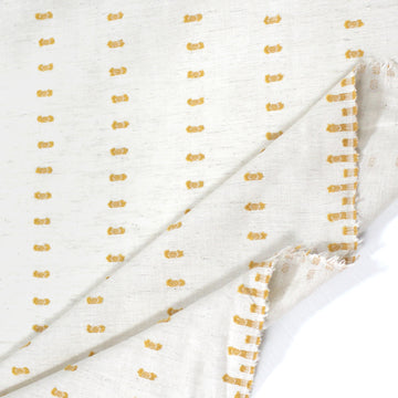 Italian "swiss dot" clipped weave linen blend - yellow