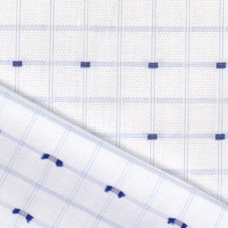 Weave Check clipped weave' check jacquard cotton shirting - blue/white from ...