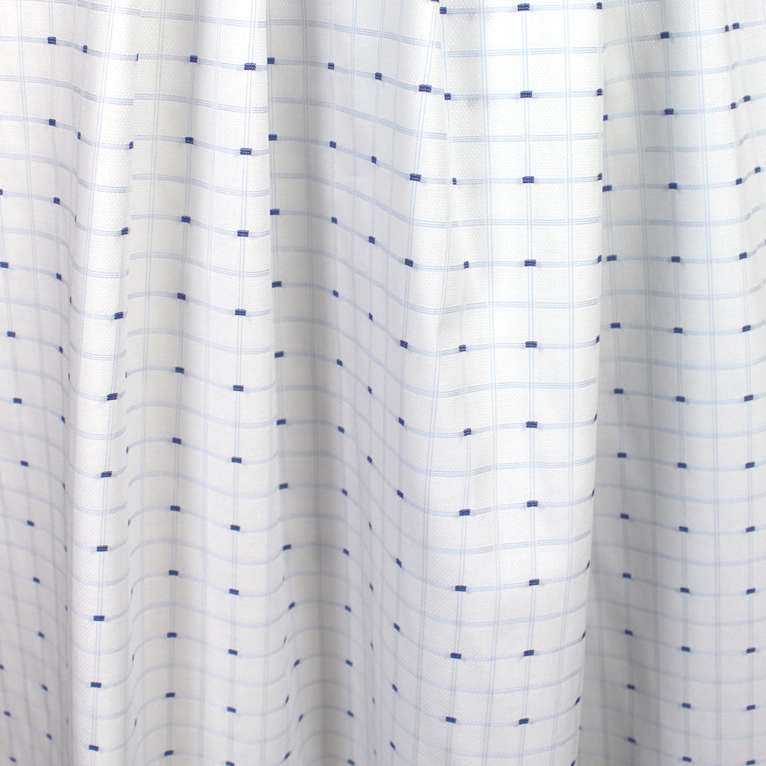 'clipped weave' check jacquard cotton shirting - blue/white