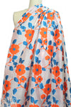 Mi11y blue/orange floral clipped jacquard organza