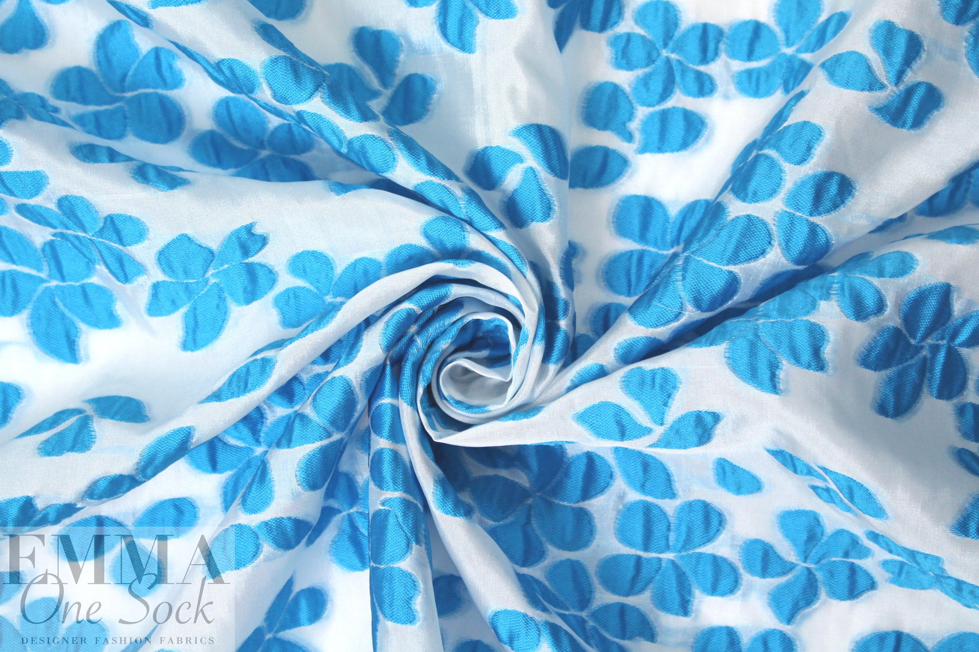 Mi11y turquoise floral clipped jacquard organza