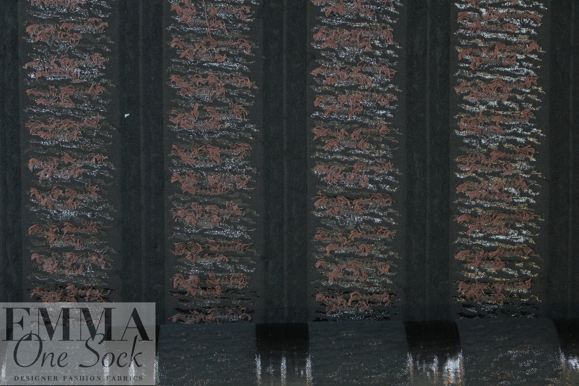 Italian burlwood fringed stripes clipped weave brocade