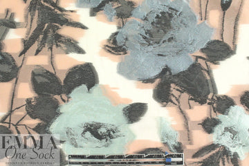 Carmen Marc Va1vo blush/blue clipped weave brocade