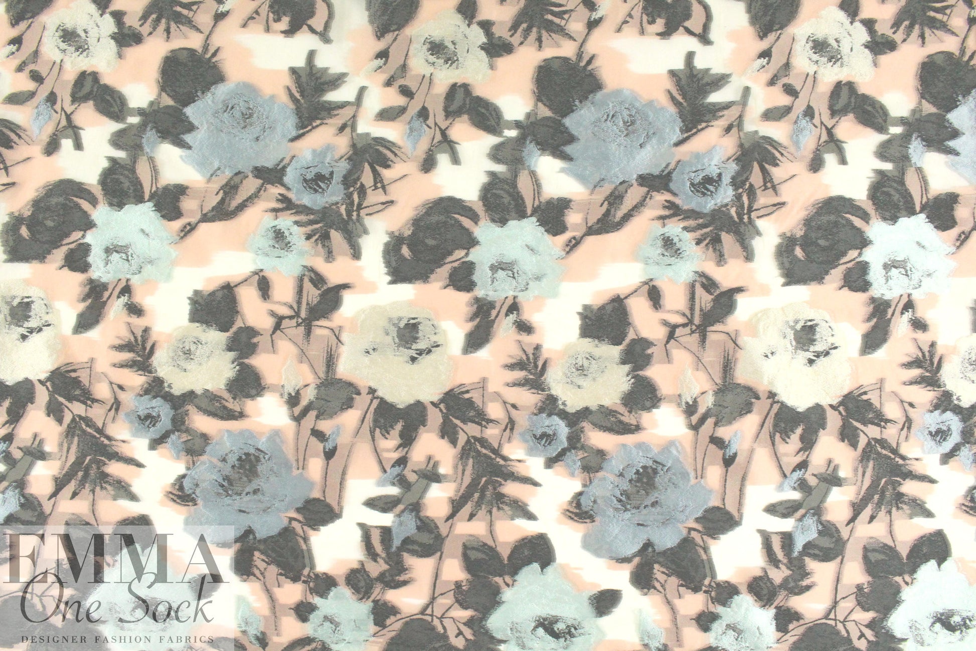 Carmen Marc Va1vo blush/blue clipped weave brocade