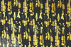 NY designer gold tones clipped jacquard woven