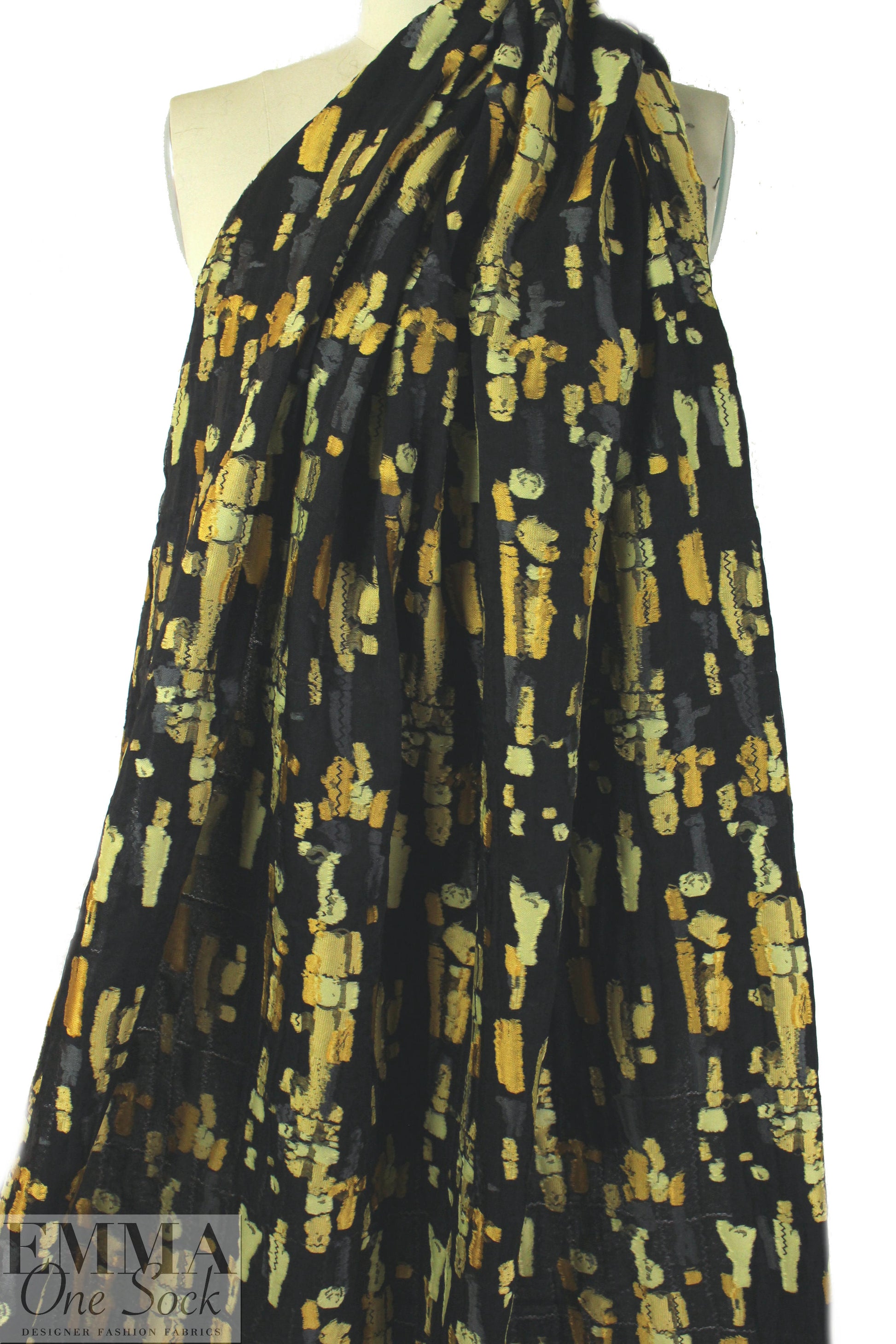 NY designer gold tones clipped jacquard woven