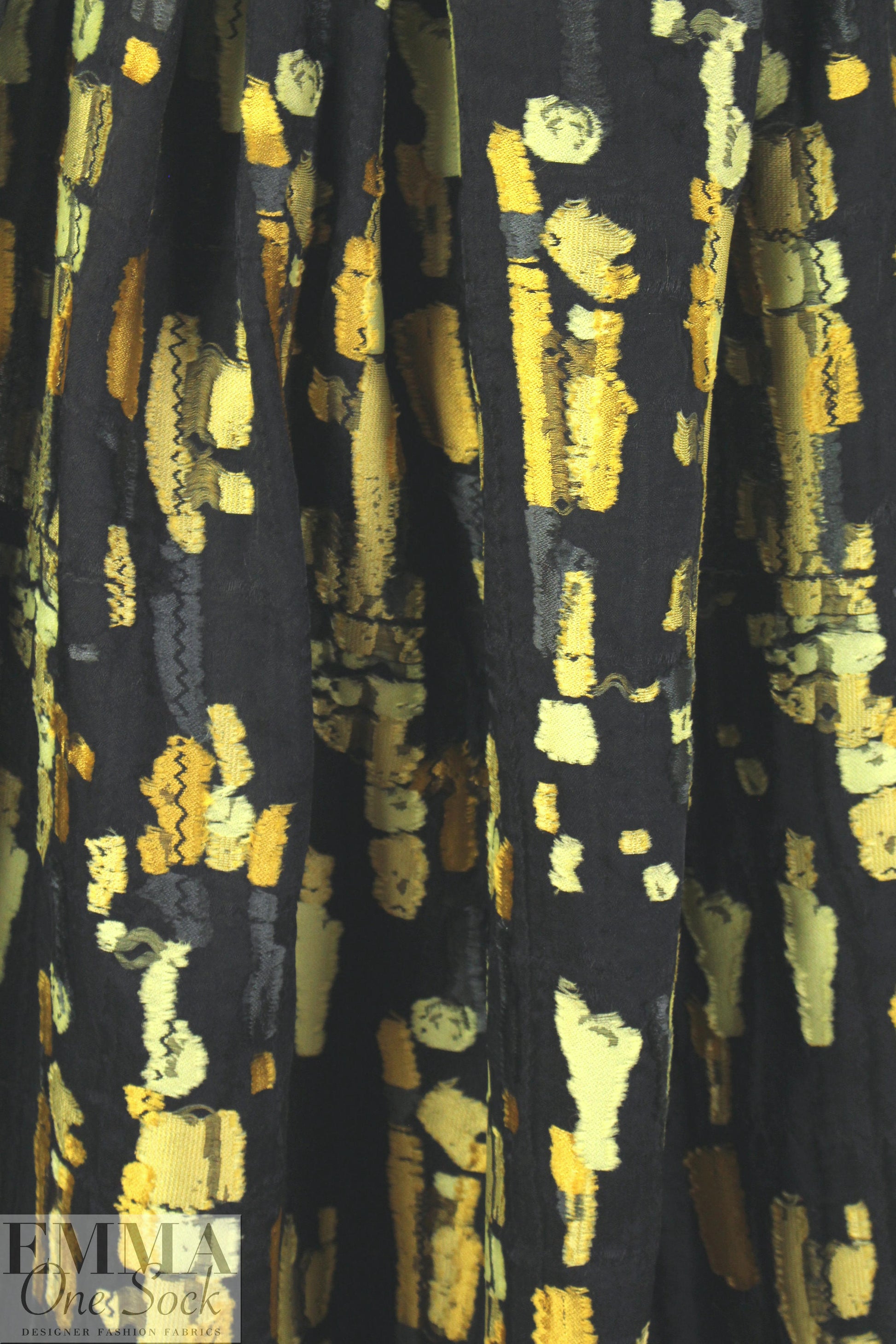 NY designer gold tones clipped jacquard woven