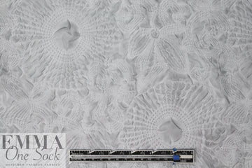 Italian silvery gray floral motif cloque' woven .75 yds