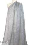 Italian silvery gray floral motif cloque' woven .75 yds