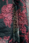Italian merlot/black silk blend sheer floral cloque' woven 1.125 yd