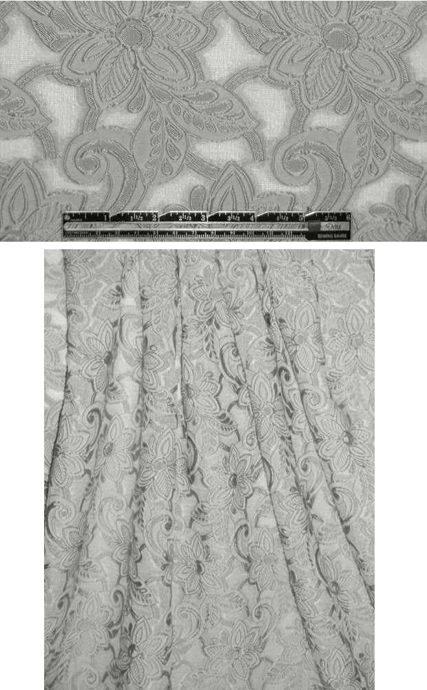 0scar silvery floral motif silk blend cloque' .50 yds