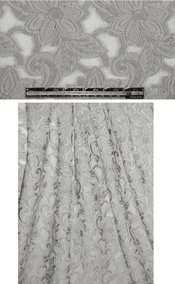 0scar silvery floral motif silk blend cloque' .50 yds