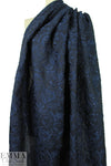 Italian navy swirl motif silk blend cloque'