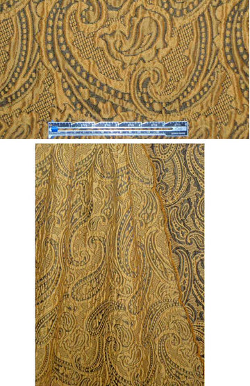 Italian textured cloque' paisley brocade - dijon/black
