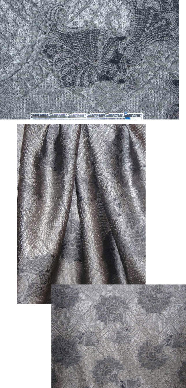 Italian silver intricate design clipped brocade .625 yds