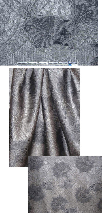 Italian silver intricate design clipped brocade .625 yds